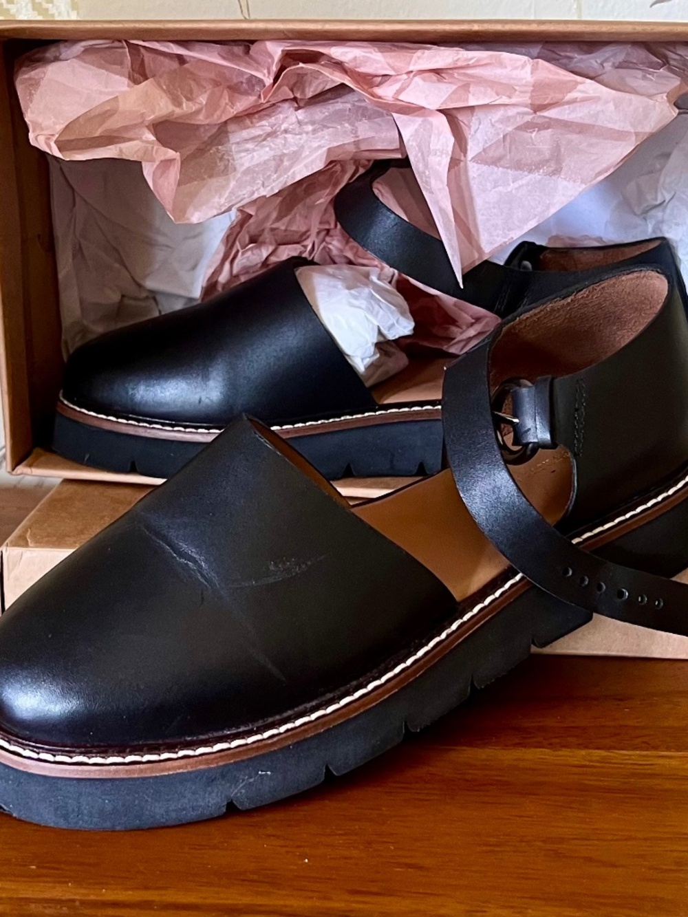 ANTHROPOLOGIE SOLEIL BLACK SPORT DORSAY PLATFORM SANDAL